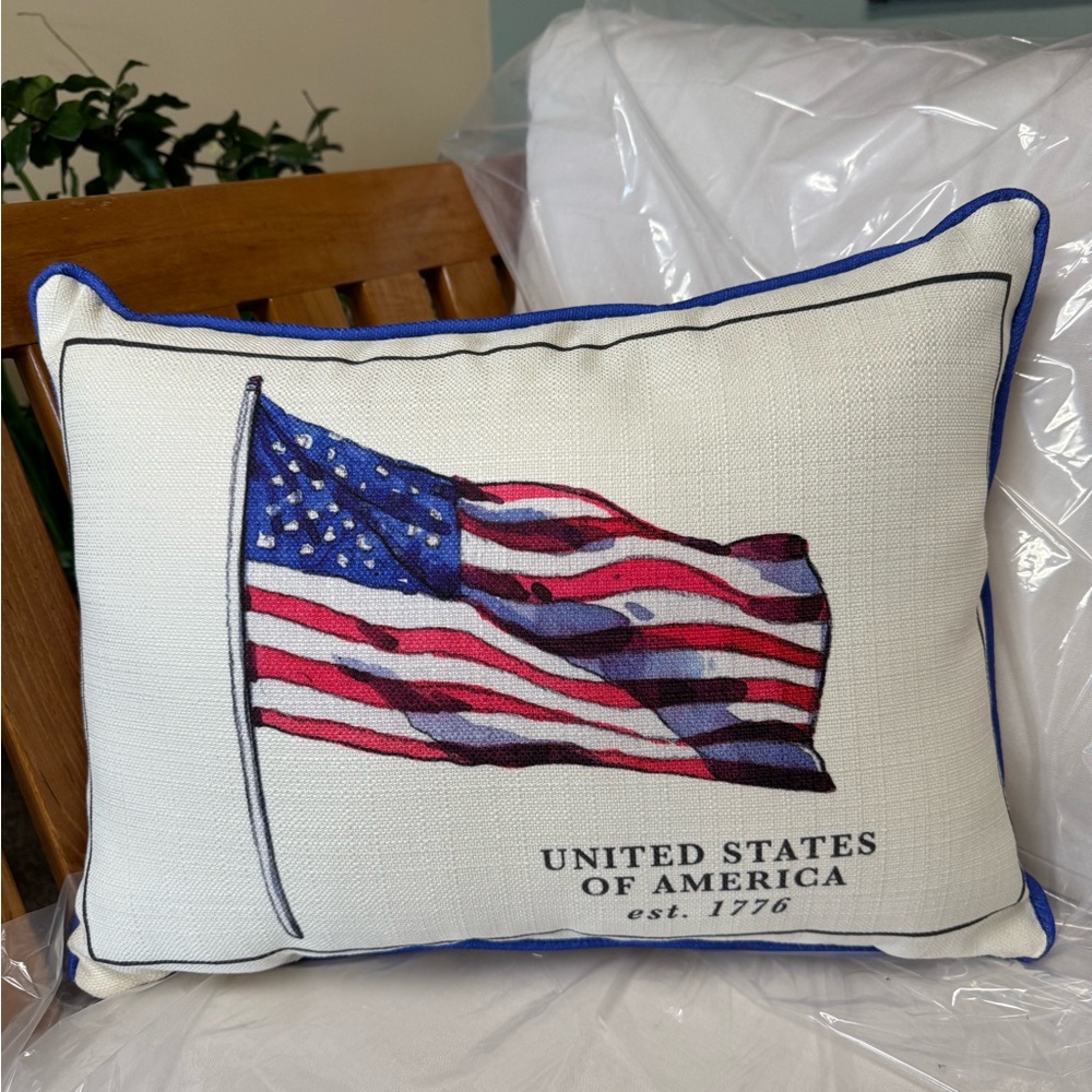 Little Birdie accent pillow. Made in Mississippi 
19x14H.  Made in USA